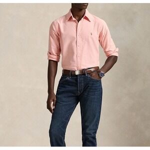 Polo Ralph Lauren Classic Fit Long Sleeve Peach Size Large Oxford Button Down